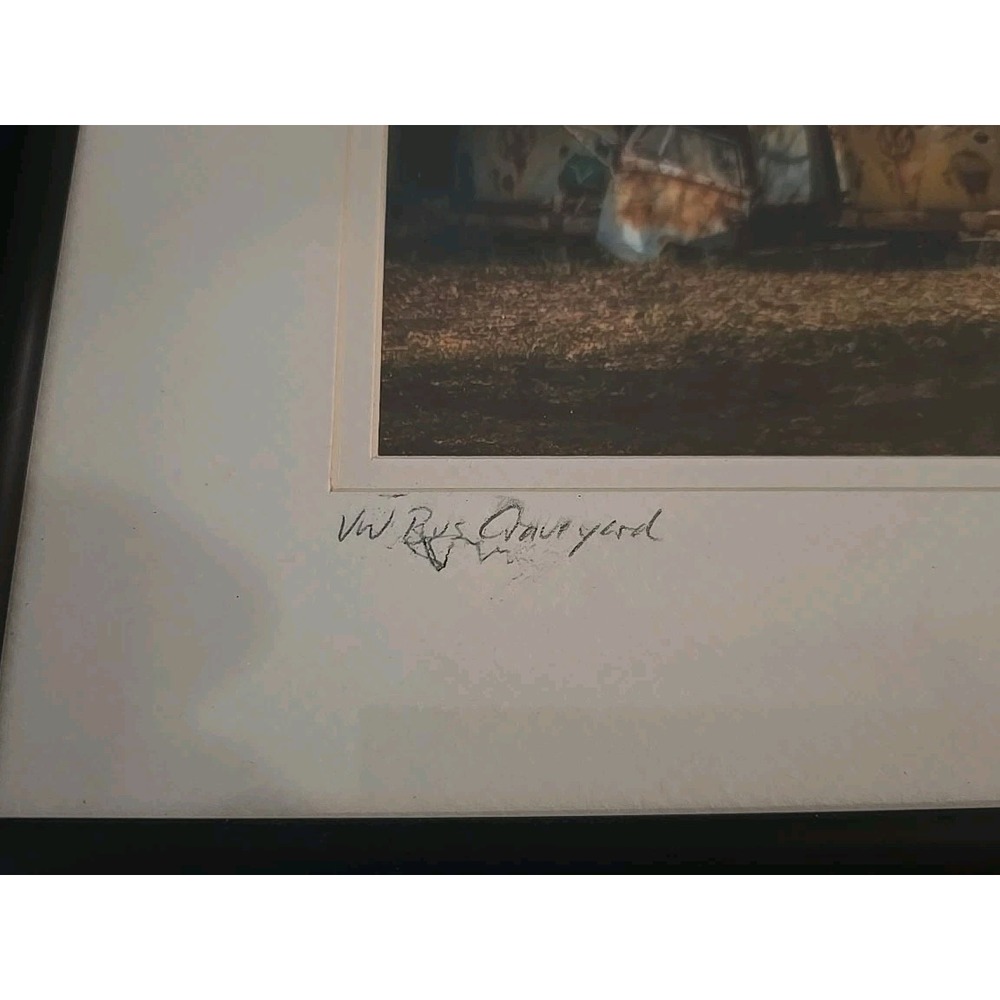 Framed & Signed Art / 'VW Bus Graveyard' / Photograph w/ rusted VW buses & truck - Picture 4 of 4